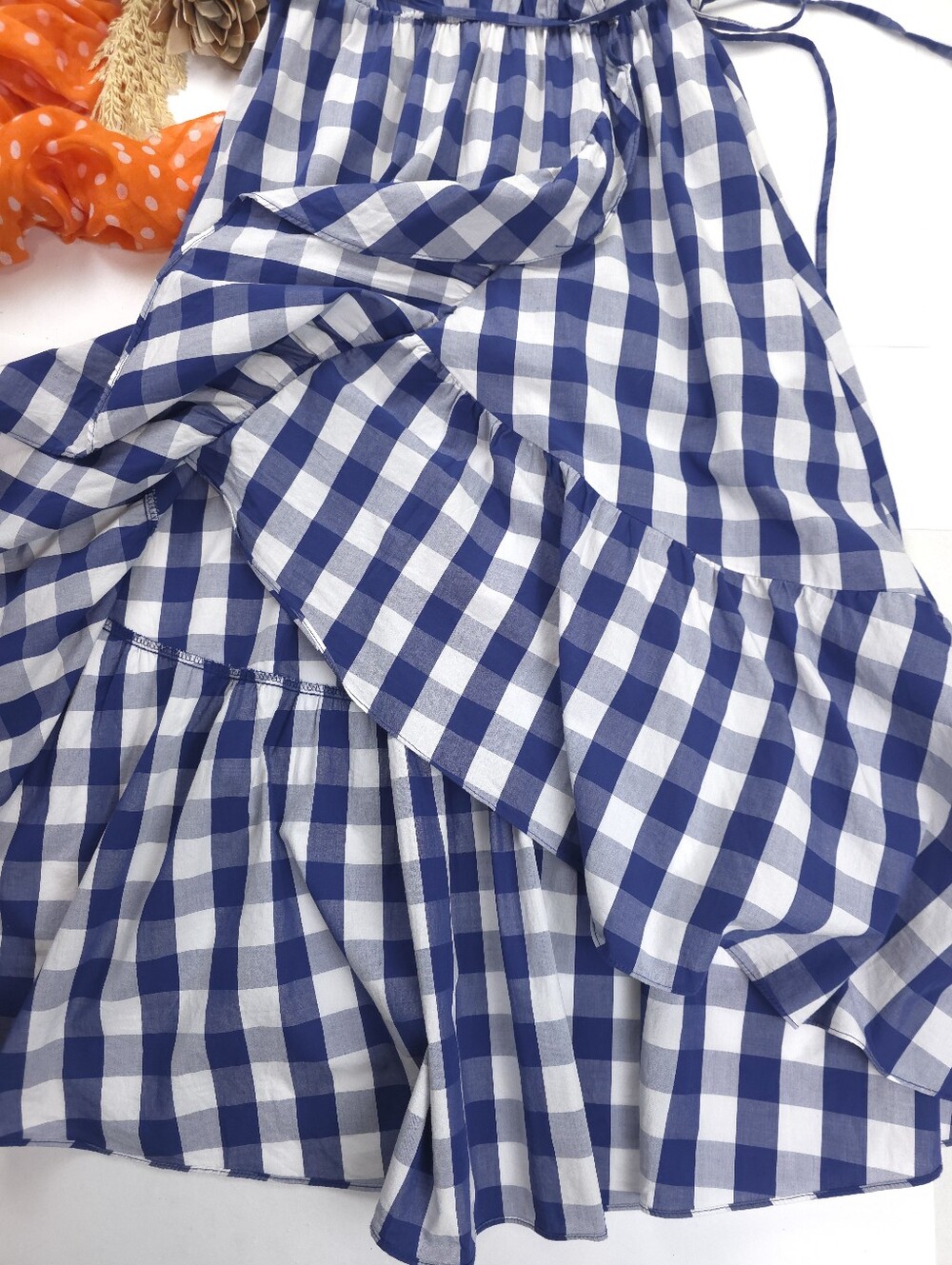 PopSugar Blue White Plaid Pocketed Maxi Dress Sz S - Picture 7 of 10